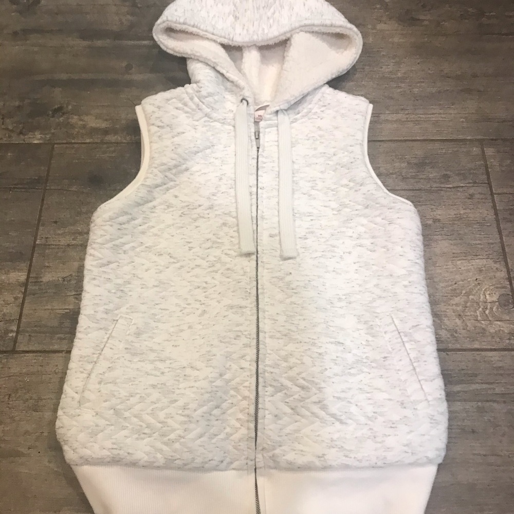Grey and White Hooded Vest